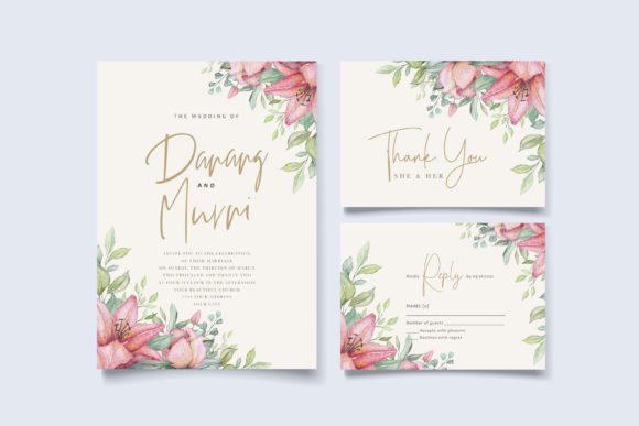 Floral Wedding Invitation Card Set