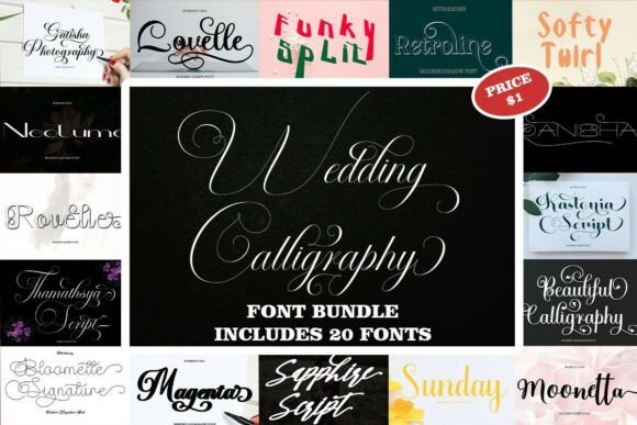 Wedding Calligraphy Font Bundle