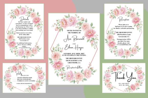 Pink Floral Wedding Invitation