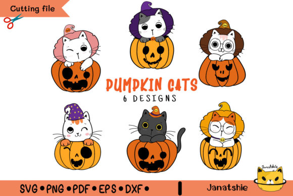Halloween Kitten Cat Pumpkin SVG Set