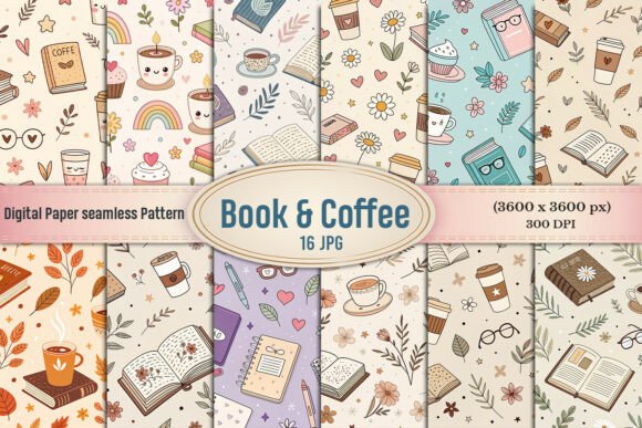 Book &amp; Coffee Seamless Pattern Bundle